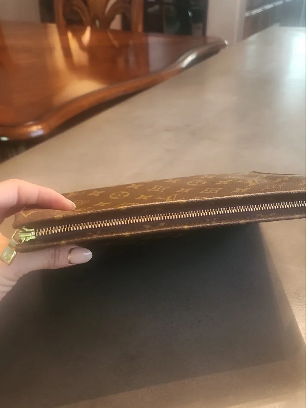 Louis Vuitton Monogram Canvas Toiletry Pouch in Brown and Gold